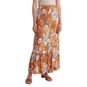 NWT DR2 Daniel Rainn Button Front Maxi Skirt in Yellow Paisley - Size XL